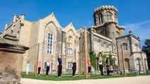 Yoga in front of Studley Castle