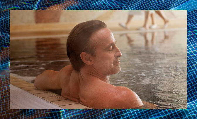 Mick enjoying some 'me time' in the spa - included with your stay at a Warner Hotel.