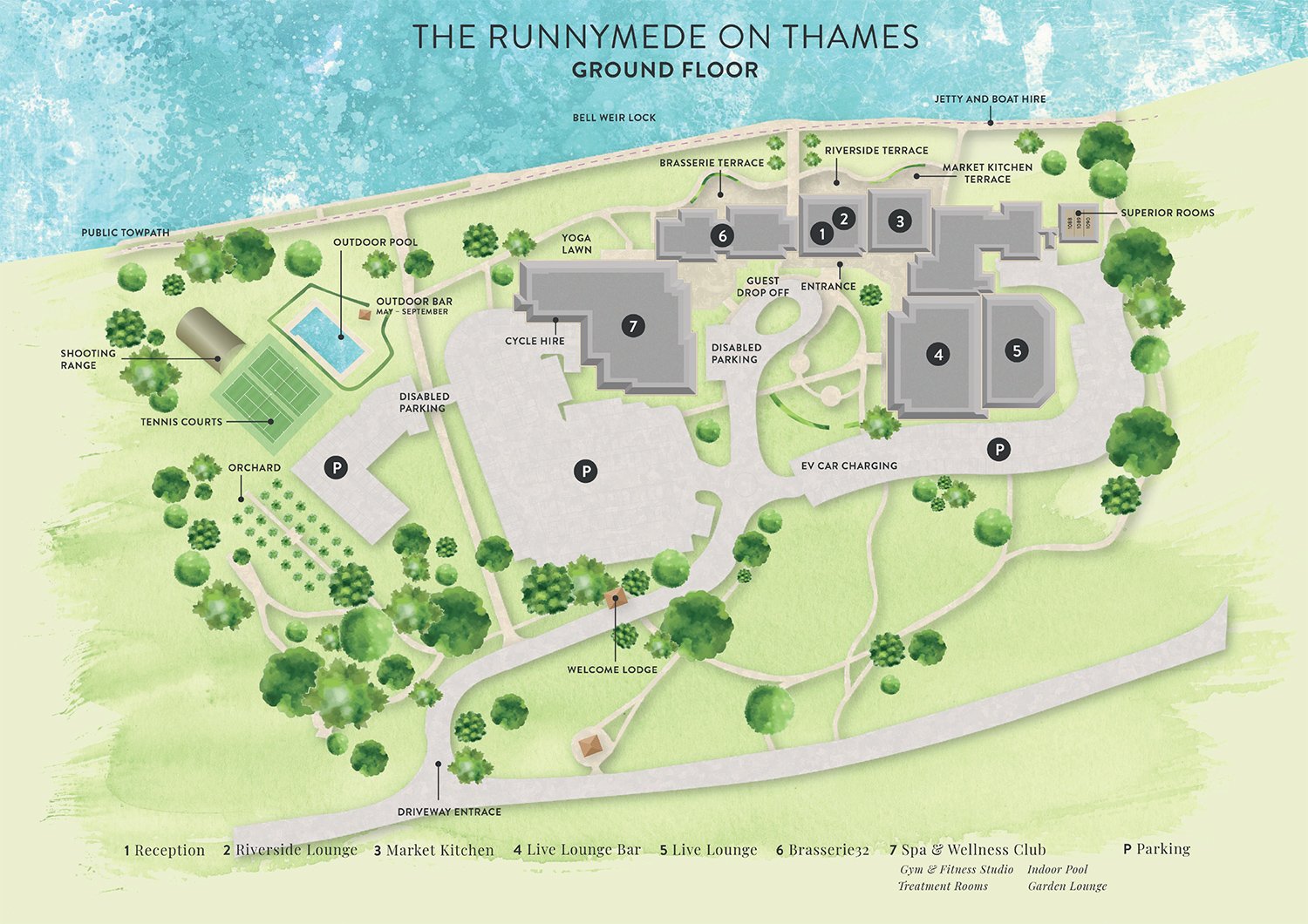 Map of ground floor of The Runnymede on Thames